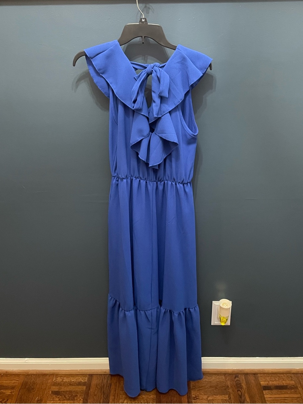 Elegant Blue Ruffle Maxi Dress
